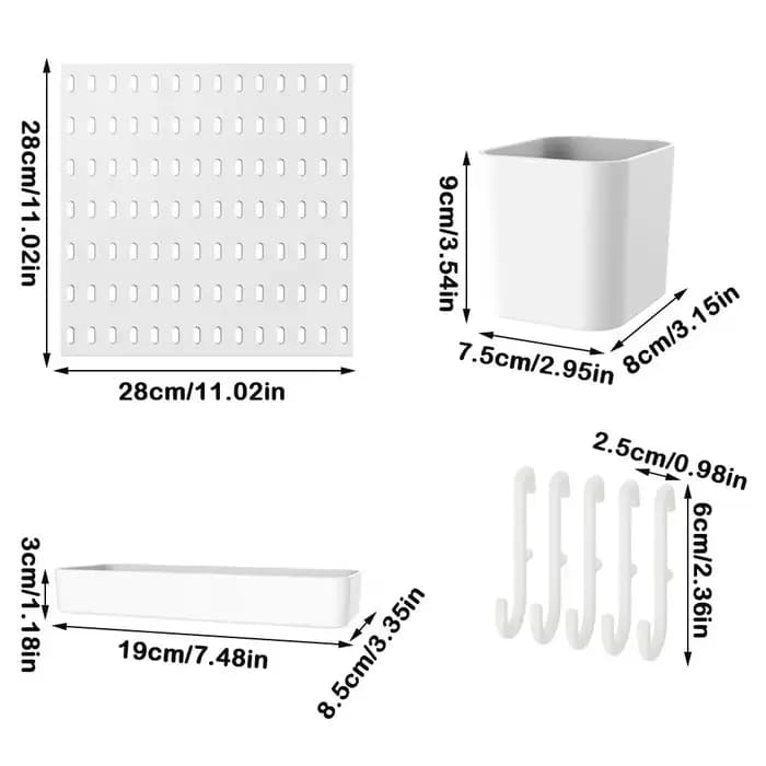 Panneau de rangement mural DIY avec crochets, panneau perforé, organisateur de rangement peu encombrant pour cuisine, chambre, salle de bain, bureau.