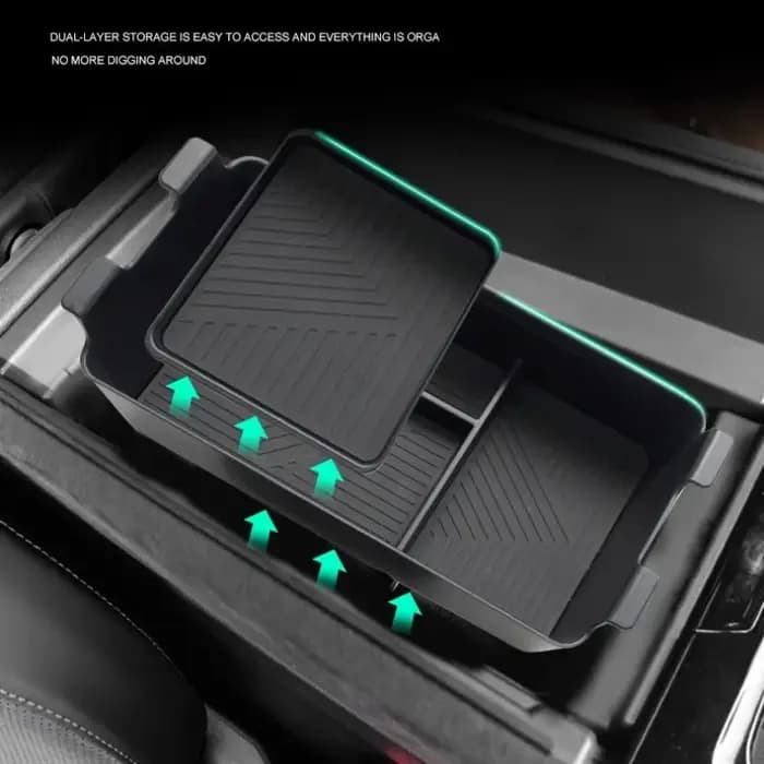 Pour organisateur de console centrale Volkswagen Teramont PRO 2025 – Boîte de rangement double couche pour accoudoir
