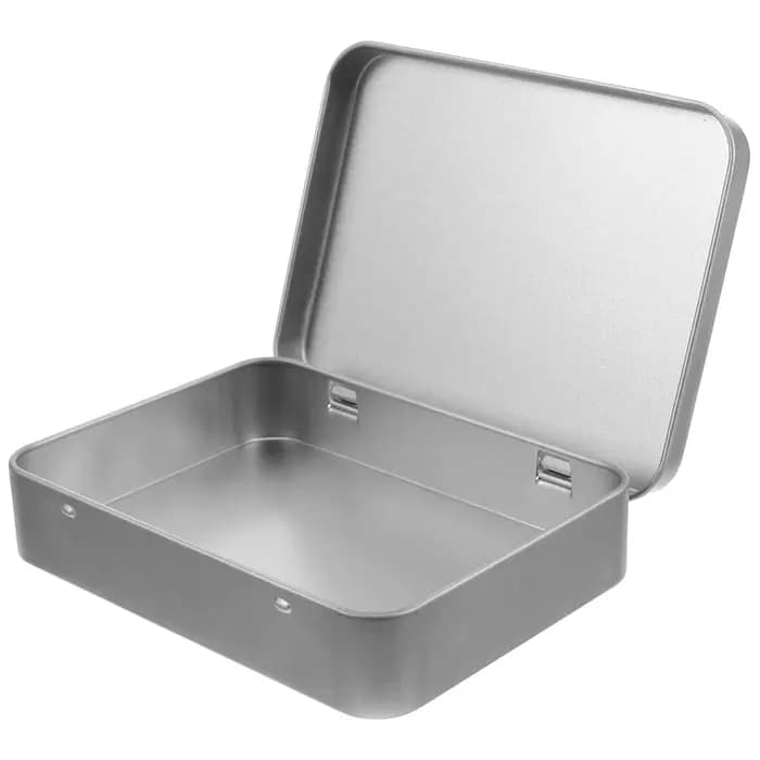 Boîte en fer blanc rectangulaire robuste avec couvercle