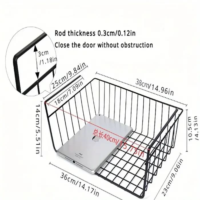 Panier sous étagère en métal durable et peu encombrant - Idéal pour l'organisation de la maison