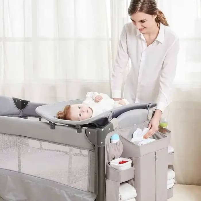 Rangement lit pour bébé moderne multiple conception poche sangles réglables organisateurs tissu doux A2ub