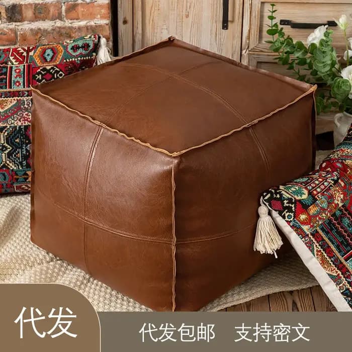 Repose-pieds meubles maison tabouret de rangement étanche sans remplissage en cuir PU Ottoman grande capacité carré marocain Pouf balcon