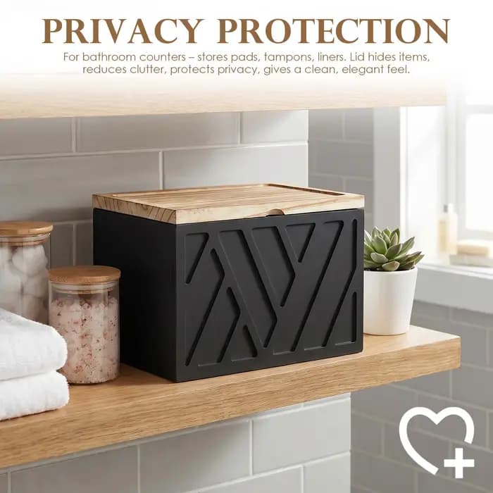 Boîte de rangement en bois pour tampons avec couvercle