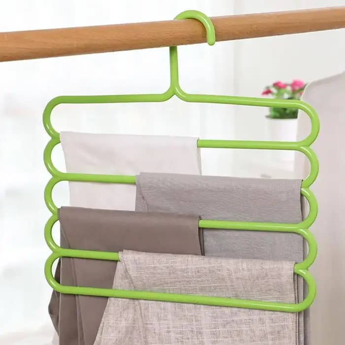 Organisateur de rangement pour pantalons et foulards à 5 niveaux coloré pour armoire domestique