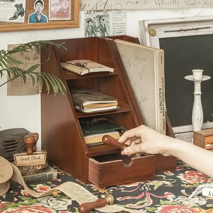 Support de rangement de bureau en bois pour SunOfficiSupplies