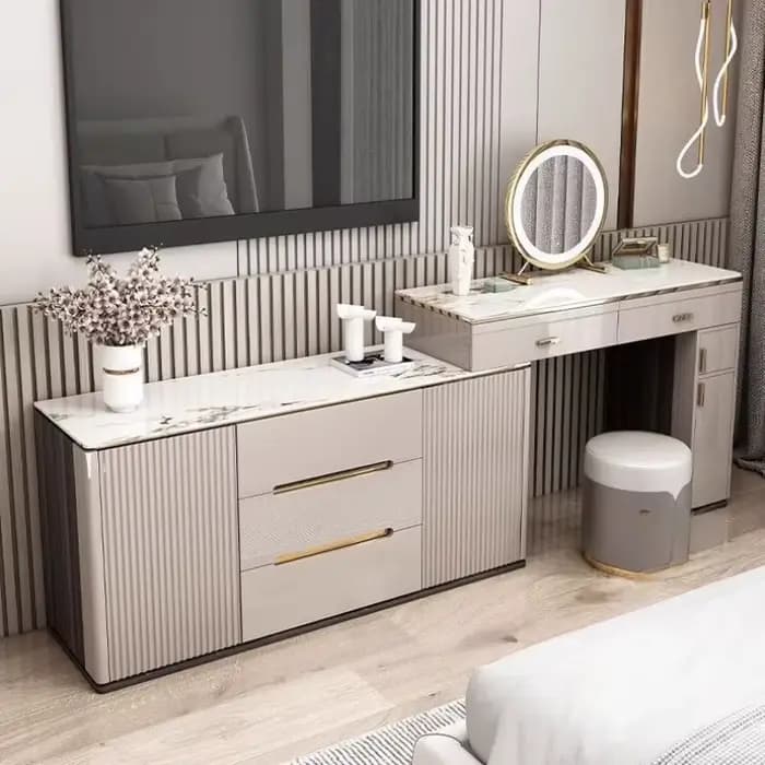Organisateur de rangement coiffeuse tabouret moderne en bois massif