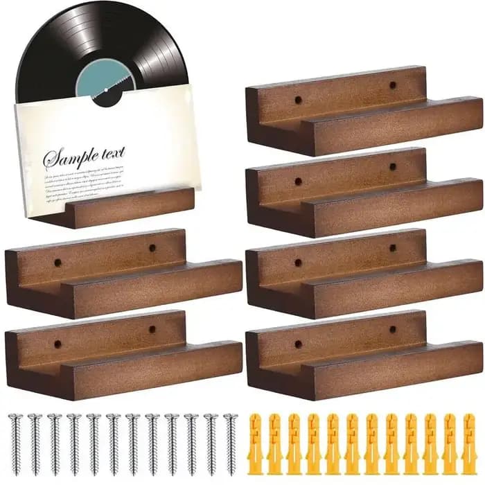 Support mural d'étagère de disque vinyle en bois