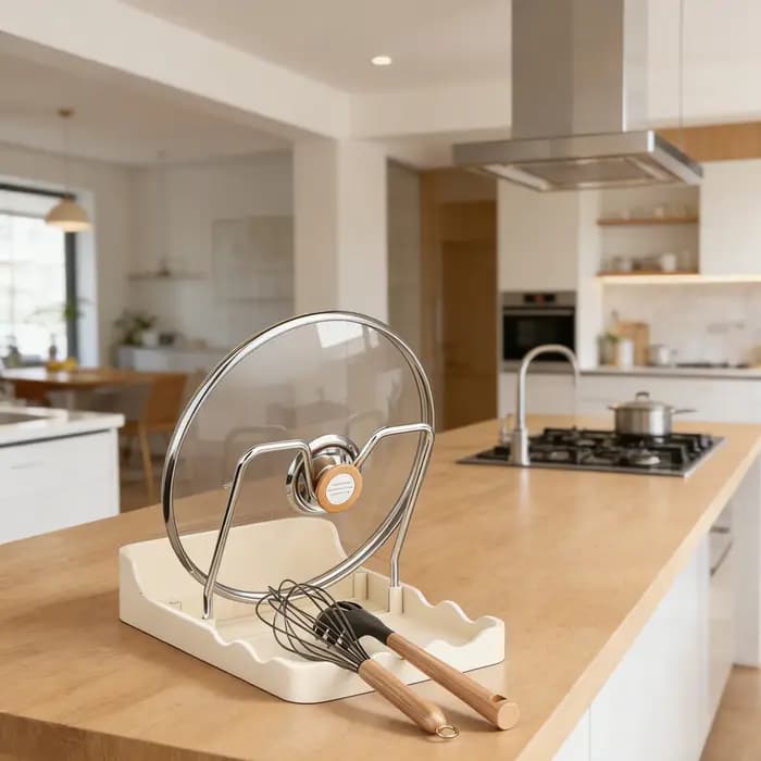 Support de rangement multifonctionnel pour couvercles de casseroles en acier inoxydable avec plateau de drainage