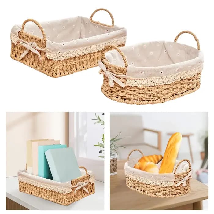 Paniers de rangement tissés à la main avec boîte à cosmétiques Foy