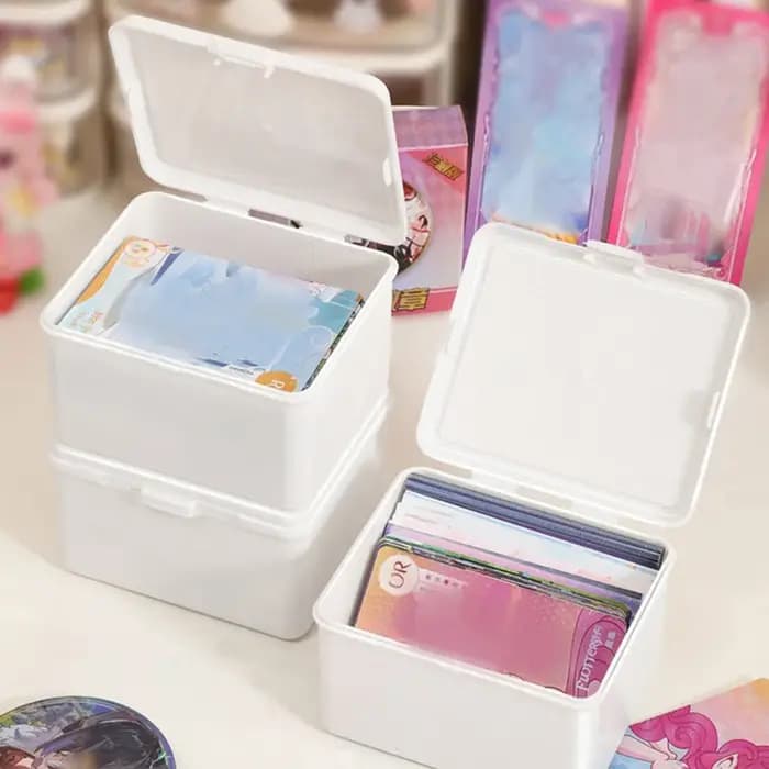 Boîte de rangement blanche, organisateur de rangement d'articles divers empilables avec couvercle, mallette de rangement de papeterie anti-poussière, support d'organisation à domicile