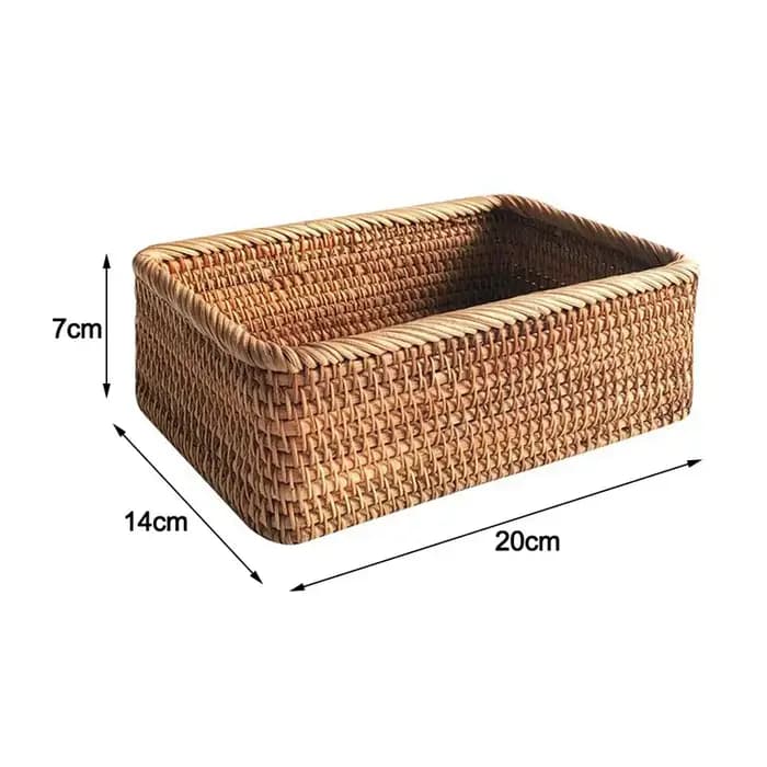 Panier de rangement rectangulaire en rotin et osier