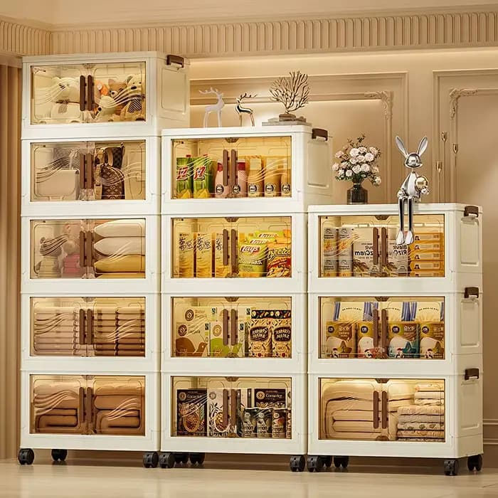 Boîte de rangement pliable avec porte transparente