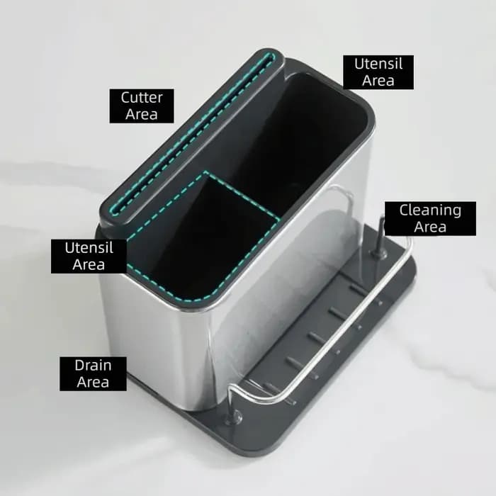 Boîte de rangement pour couverts en acier inoxydable, grande capacité, antirouille, panier de rangement pour baguettes, organisateur de couverts rectangulaire drainable
