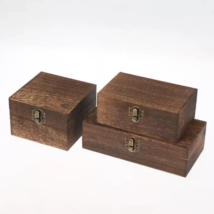 Nouvelles boîtes en bois vintage avec couvercle