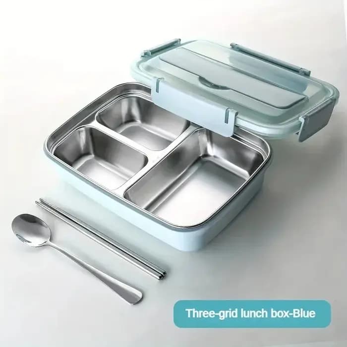 Boîte à déjeuner en acier inoxydable anti-fuite avec 3/4 compartiments – Récipient à Bento durable et facile à nettoyer pour étudiants et employés de bureau