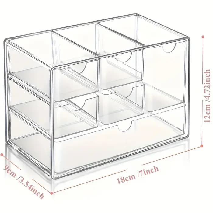 Boîte de rangement transparente à six compartiments
