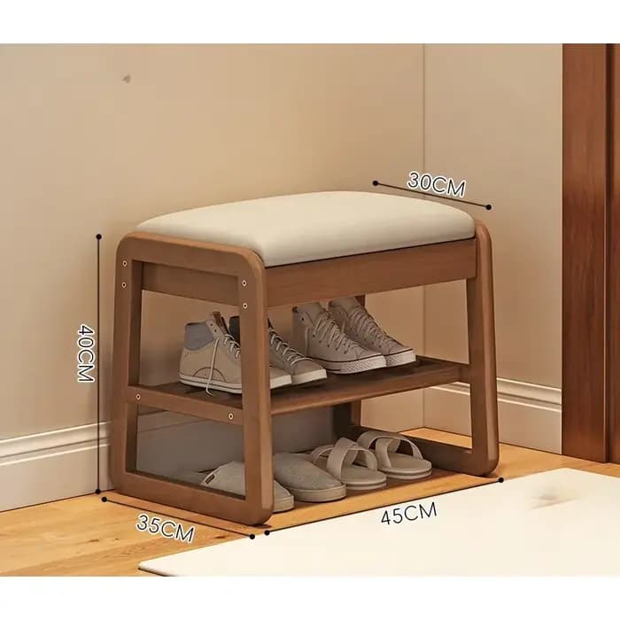 Tabouret d'échange de chaussures de rangement en bois massif, tabouret long en bois massif, armoire
