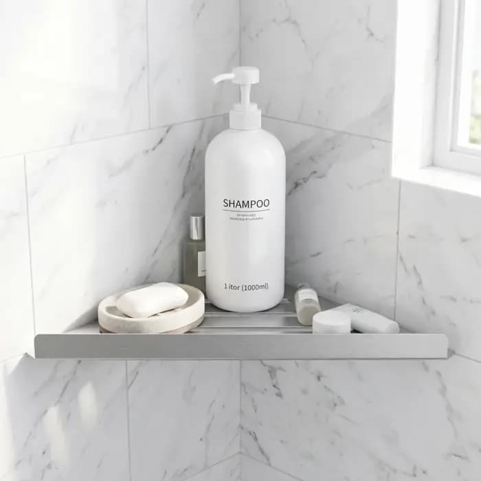 Étagère d'angle de douche en acier inoxydable argenté