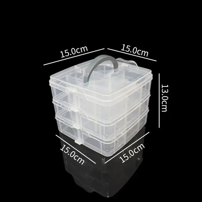 Boîte de rangement à compartiments réglables à 3 niveaux, conteneur de jouets Lego transparent et po