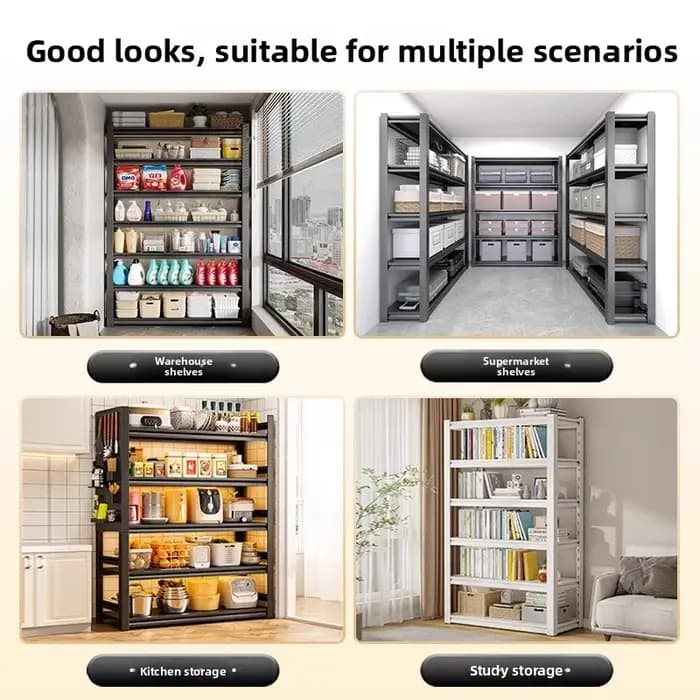 Étagère de rangement multi-niveaux autoportante en métal pour cuisine