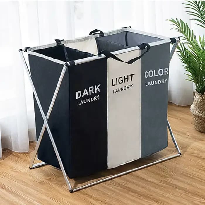 Panier de rangement pour vêtements sales à trois grilles