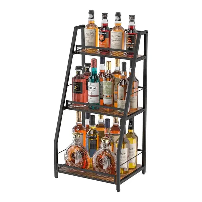 Casier à vin en bois, étagère de rangement multicouche sur pied