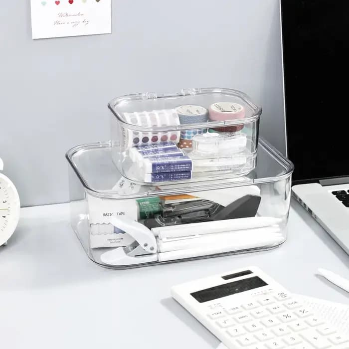 Boîte de rangement empilable pour documents A4 avec couvercle