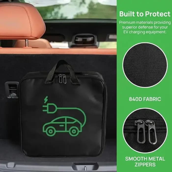 Sac de rangement pour câble de chargeur de voiture, sac pour câble de charge de véhicule électrique, organisateur de coffre de voiture, sac étanche pour câble de chargeur avec poignée