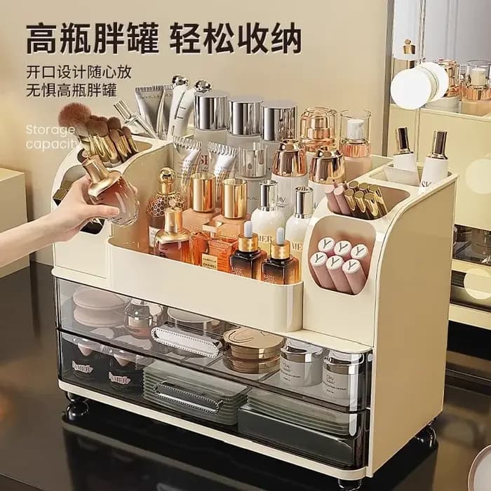 Boîte de rangement de cosmétiques de bureau, boîte à maquillage, table de maquillage haut de gamme, boîte de tri pour produits de soin de la peau, étagère de rangement pour table de maquillage