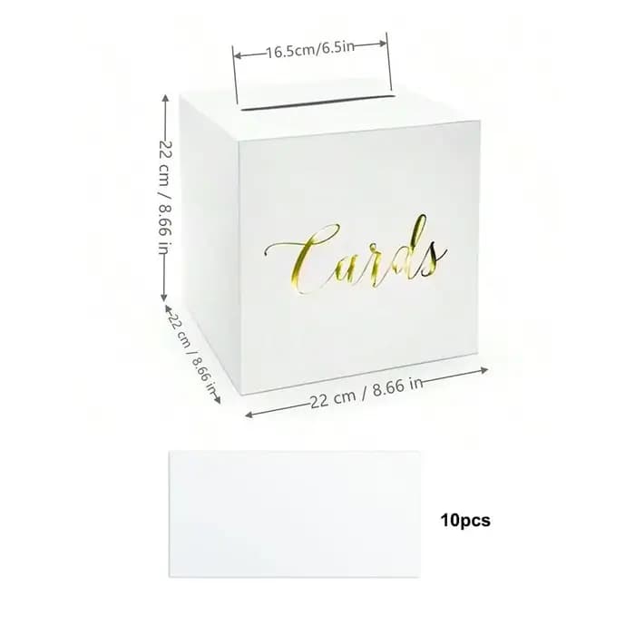 Boîte à cartes de mariage en carton blanc et noir, fournitures de fête, boîte à cartes de vote de bé