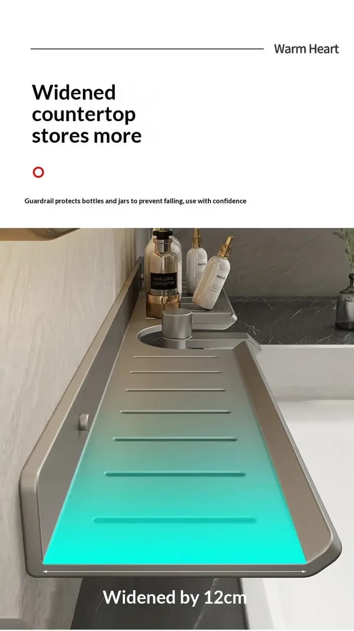 Étagère de salle de bain murale sans perçage avec miroir à ventouse pour lavabo et robinet
