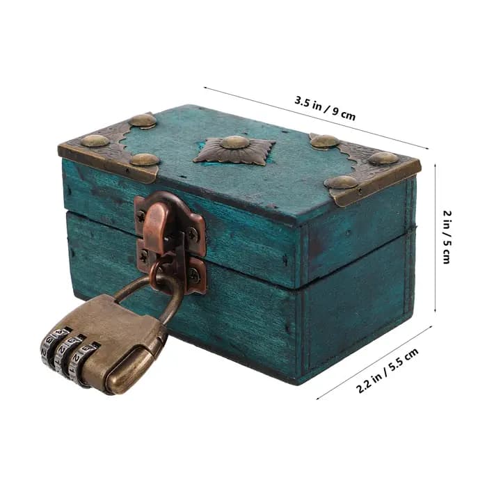 Boîte à bijoux Vintage, boîtes de rangement en bois avec serrure 9x5.5x5cm, coffre au trésor de Styl