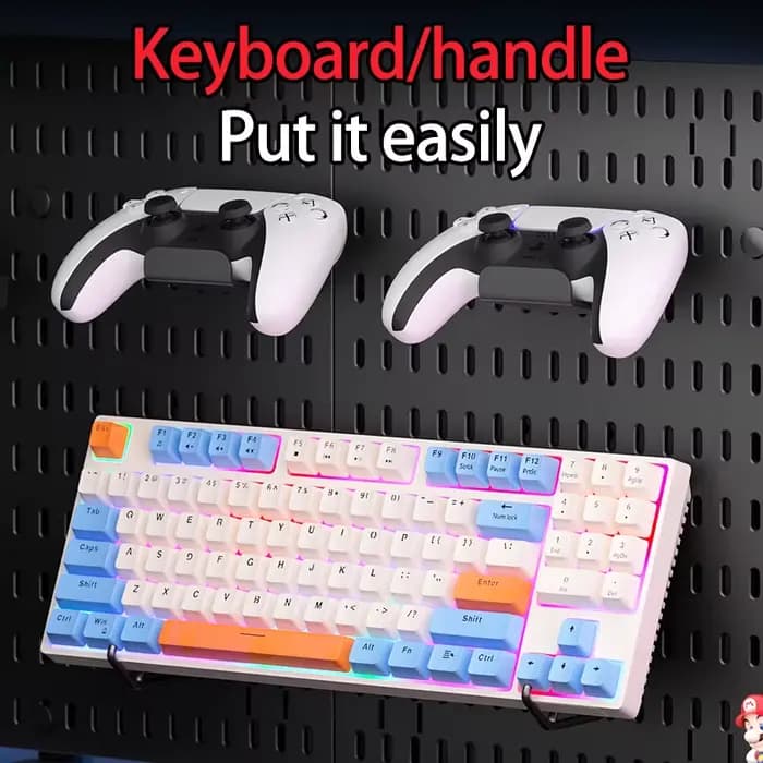 Piquier de rangement pour bureau. Il peut être placé vertical ou coupé. Ce panneau perforé convient aux étagères