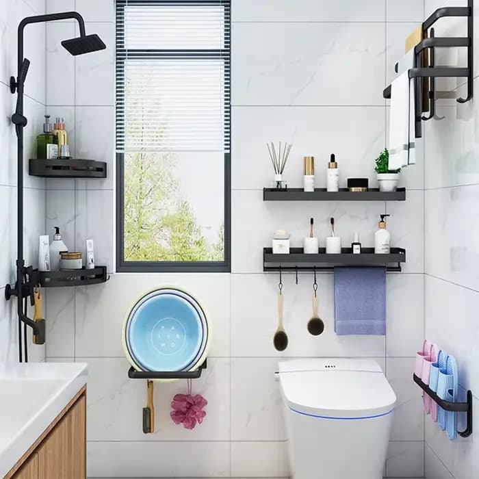 Porte-serviettes de salle de bain 3 couches sans perceuse