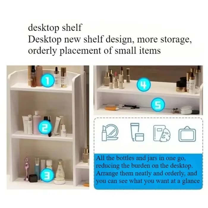 Table de maquillage chambre à coucher avec rangement miroir intégré petit appartement simple multifonctionnel e **** commode de célébrité Internet mique