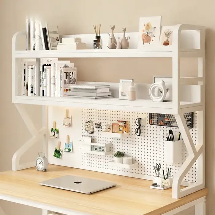 Étagère de rangement de bureau avec organisateur à panneaux perforés