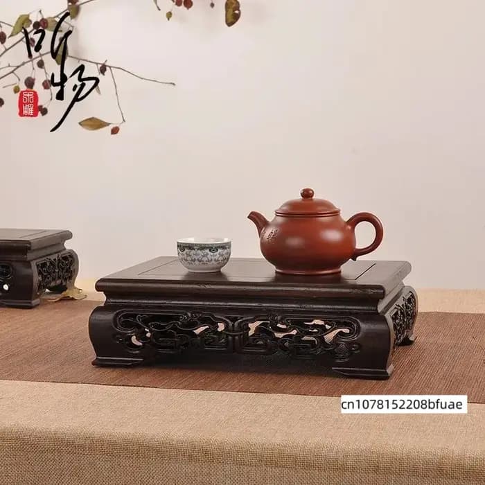 Support de plantes en bois massif, décoration Zen d'intérieur, porte-pot de fleurs, présentoir artisanal à plusieurs niveaux pour vase, service à thé, étagère de décoration pour la maison