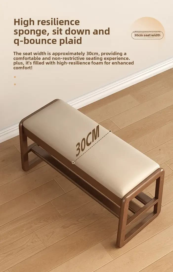 Tabouret d'échange de chaussures de rangement en bois massif