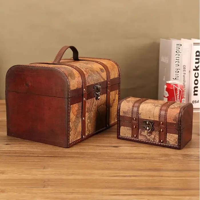 Boîte de rangement en bois rétro créative