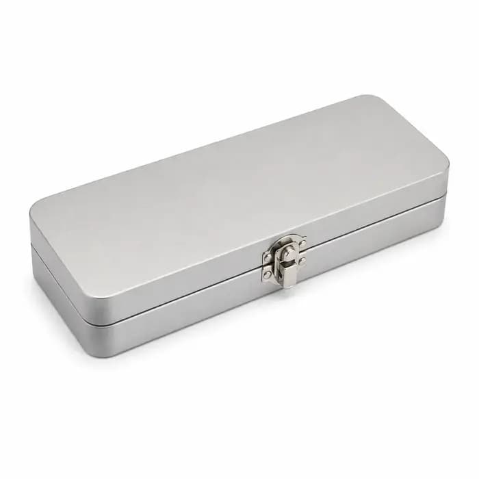 Boîte en métal, conteneur de rangement rectangulaire en tôle avec couvercle pour petits objets et ca