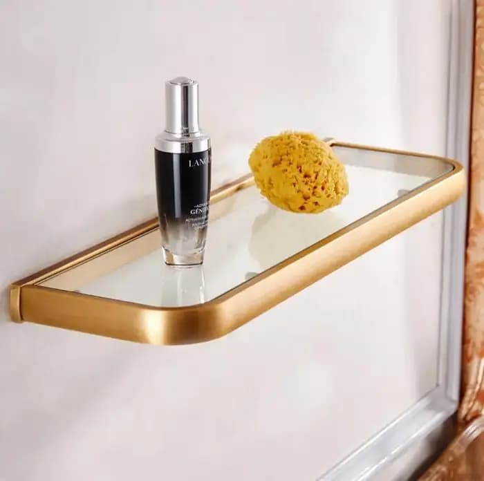 HOShelves-Étagère en verre à un niveau en laiton massif