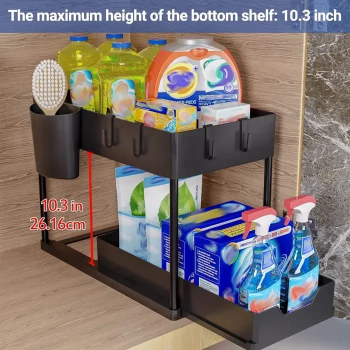 Organiseurs et rangements sous l'évier, grande capacité, résistance à charge lourde, étagères coulissantes sous l'évier avec tiroir coulissant pour cuisine et salle de bain