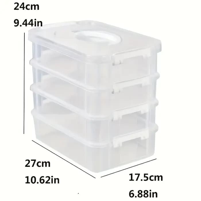 Boîte de rangement en plastique empilable à 4 niveaux avec poignée