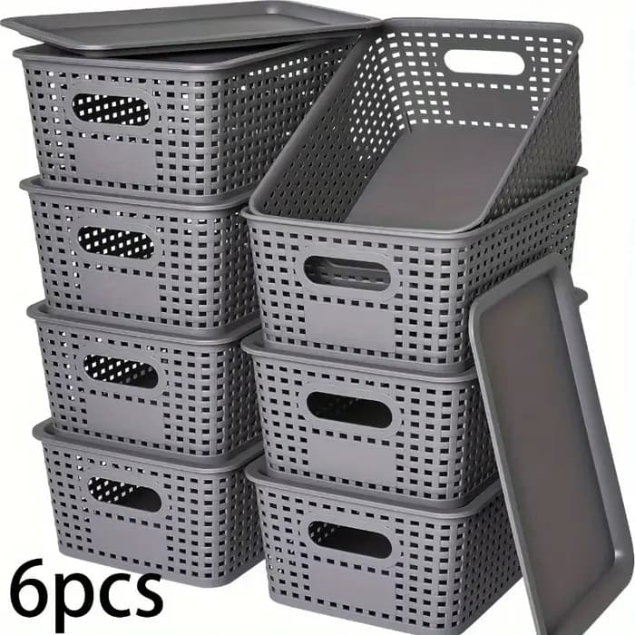 6 boîtes de rangement empilables avec couvercles