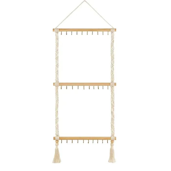Support de rangement pour bijoux bohème fait à la main avec 30 crochets, adapté au rangement des col