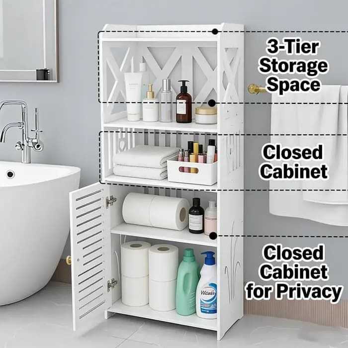 Meuble de salle de bain autoportant en PVC blanc ajouré en forme de X