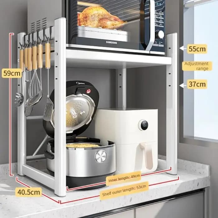 Étagère de rangement pour comptoir de cuisine avec tiroir coulissant pour micro-ondes