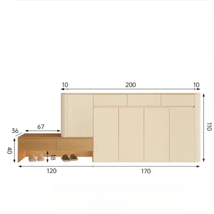 Meuble à chaussures d'entrée avec tabouret
