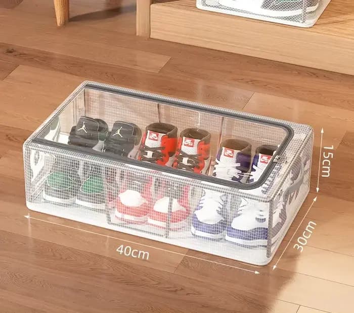 Boîte de rangement à chaussures pliable et hermétique avec porte transparente visible, organisateur