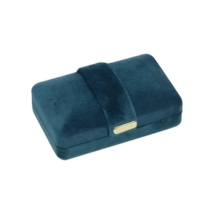Boîte à bijoux pour bagues en velours avec boucle dorée arrondie